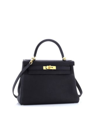 Kelly 28 Handbag Black Togo with Gold Hardware