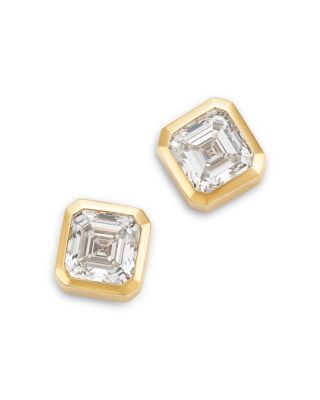 Bloomingdale's Fine Collection - Certified Lab Grown Diamond Ascher Cut Stud Earrings 14K Yellow Gold, 2.0 ct. t.w.