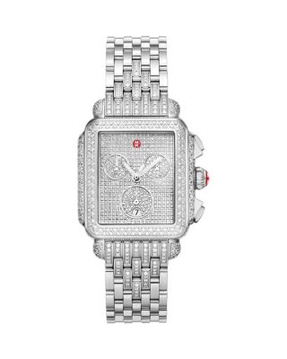 MICHELE - Limited Edition Deco Diamond Pav&eacute; Jubilee Stainless Steel Chronograph Watch, 33mm x 35mm