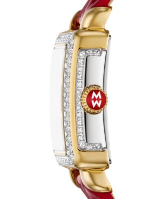 Special Edition Deco Madison Mini Two Tone 18K Gold Plated Diamond Pav&eacute; Dial Watch, 23mm x 24mm