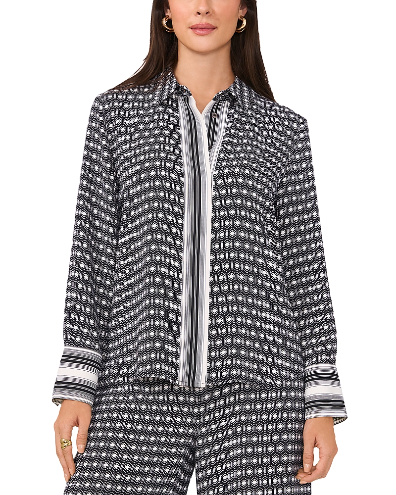 Vince Camuto Pattern Placket Shirt In Rich Black