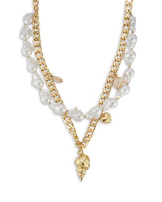 AQUA Imitation Pearl Shell Multi Strand Pendant Necklace - Exclusive ...