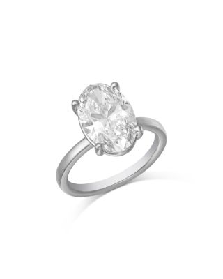 Certified Lab Grown Oval-Cut Diamond Engagement Ring in 18K White Gold, 4.50 tcw