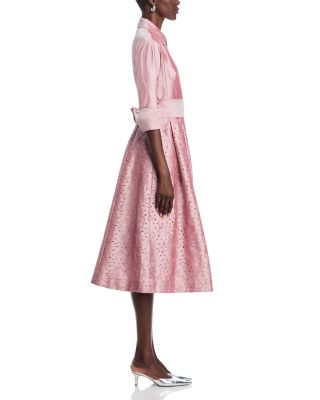 Embroidered Sash Belt Shirt Dress