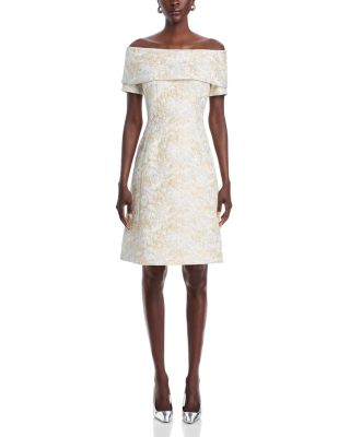 Metallic Jacquard Off-the-Shoulder Dress