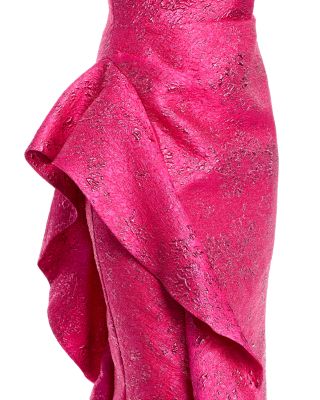 Metallic Jacquard Side Ruffled Gown