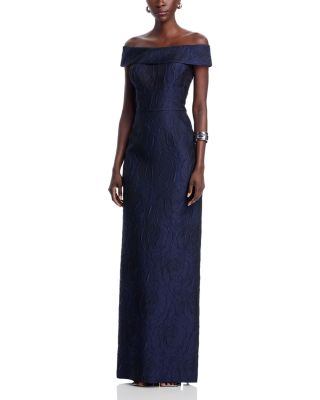 Teri Jon by Rickie Freeman - Jacquard Off-the-Shoulder Gown