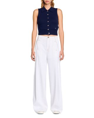Everly Pleated Wide Leg Jeans in White