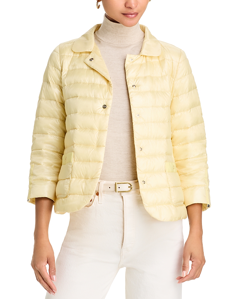 Herno Shiny Puffer Coat In Pale Yellow