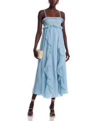 AQUA - Ruffle Crinkled Midi Dress - Exclusive
