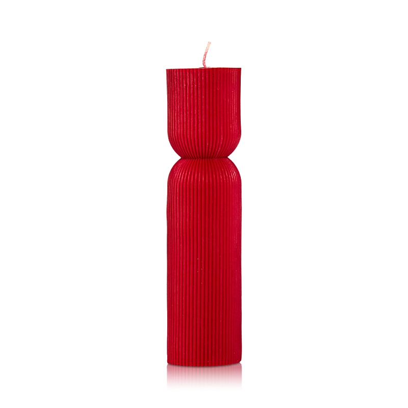Éluwa Studio Joso Tall Ridged Candle, 17 Oz. In Red