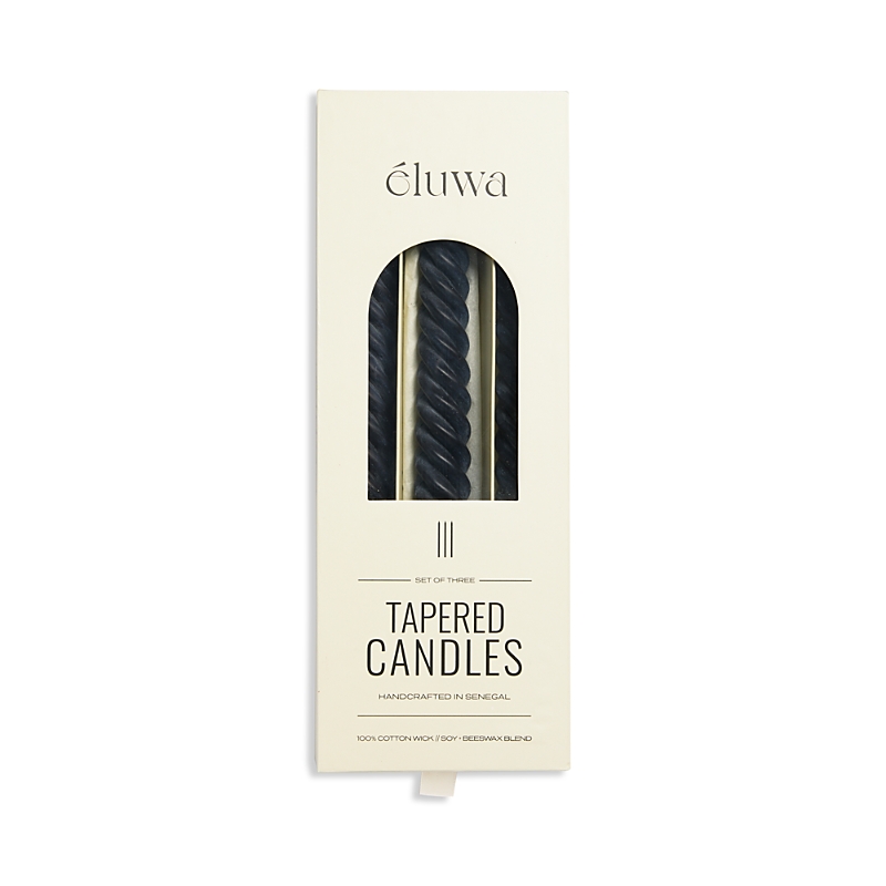 Éluwa Studio Molua Tapered Swirl Candles, Set Of 3 In Black