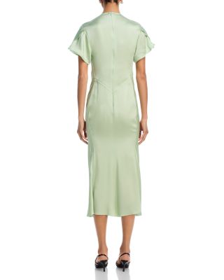 Satin Twist Front Midi Dress