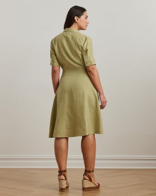 Petites Linen Tie Front Shirt Dress