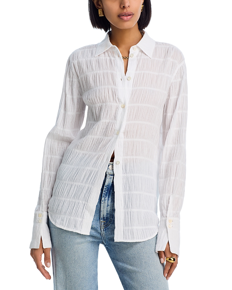 Frame The Smocked Button-up Shirt In Multi
