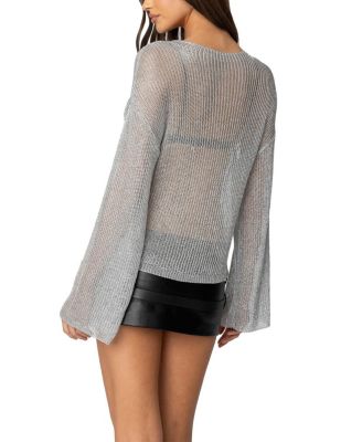 Drop Shoulder Sheer Knit Sweater