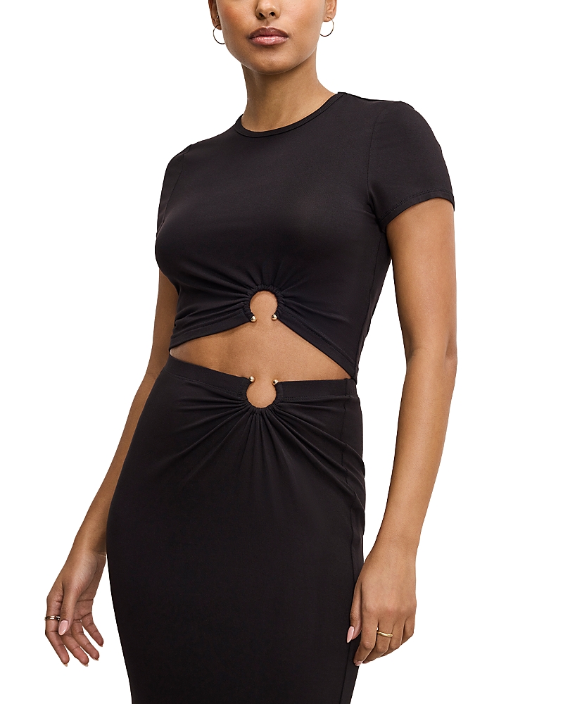 Shop Good American Stretch Jersey Top In Black
