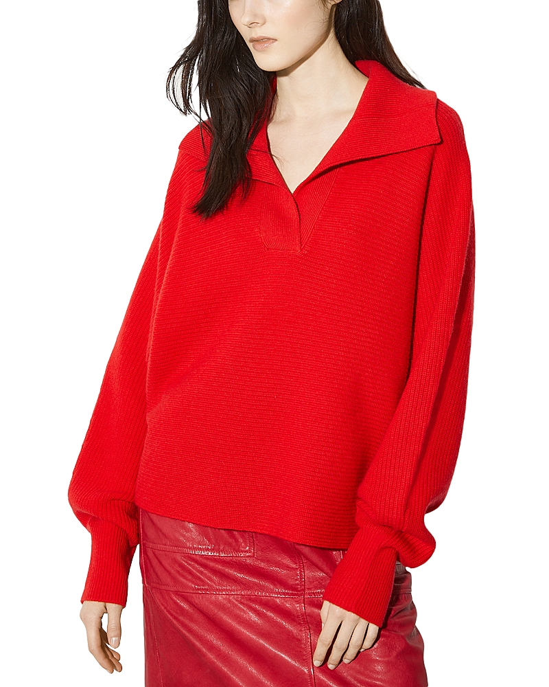 Max & Co . Vermut Wool Blend Polo Collar Sweater In Red