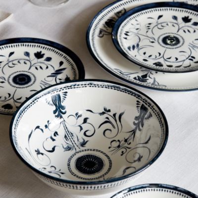 Et Cie Bruges Blue Porcelain 16 Piece Dinnerware Set, Service for 4