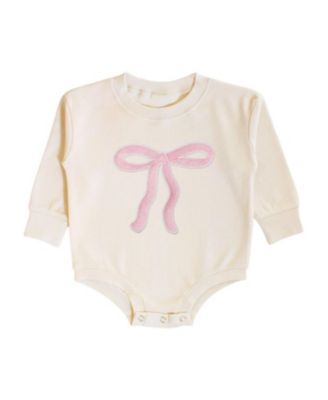 Sweet Wink - Girls' Coquette Bow Patch Long Sleeve Romper - Baby