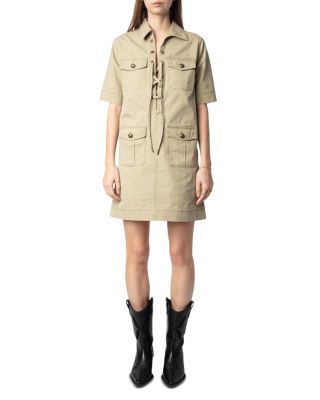 Record Military Cotton Mini Dress