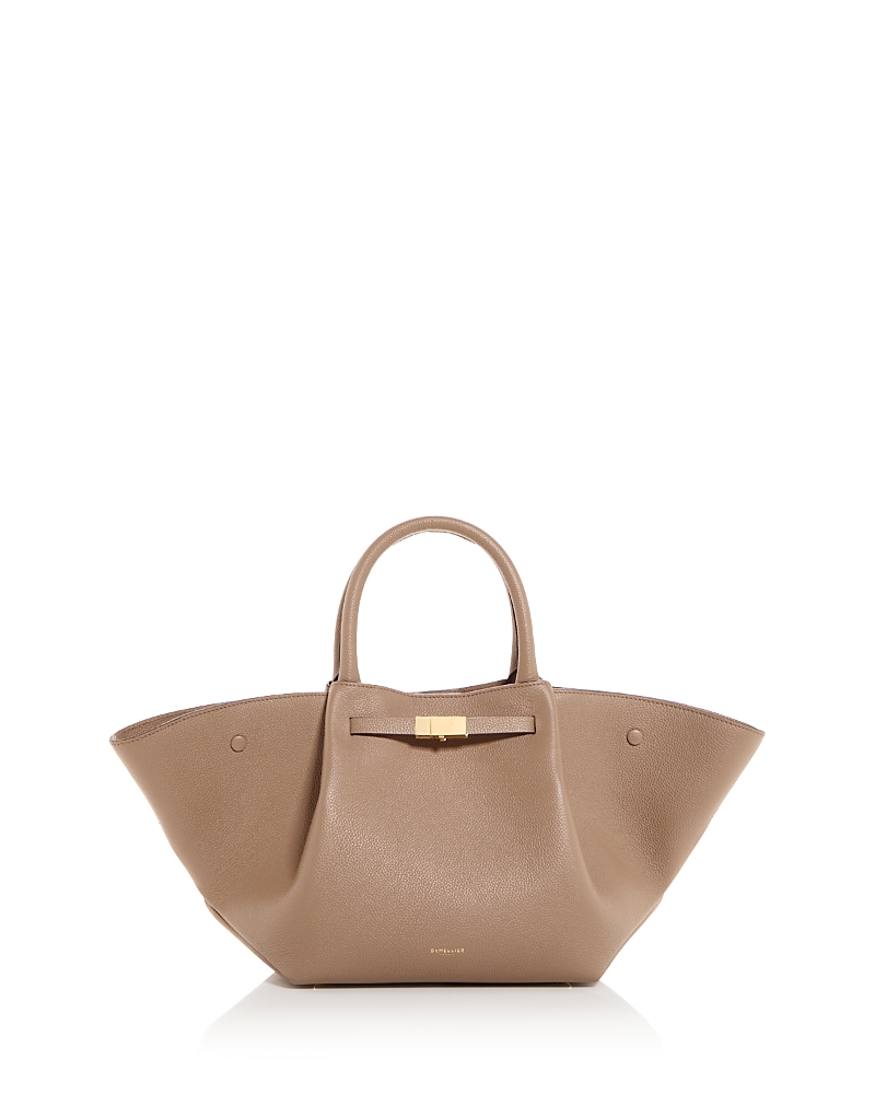 Demellier London Midi New York Leather Tote In Dark Sand
