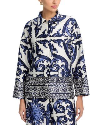 Gracia - Damask Print Pajama Shirt