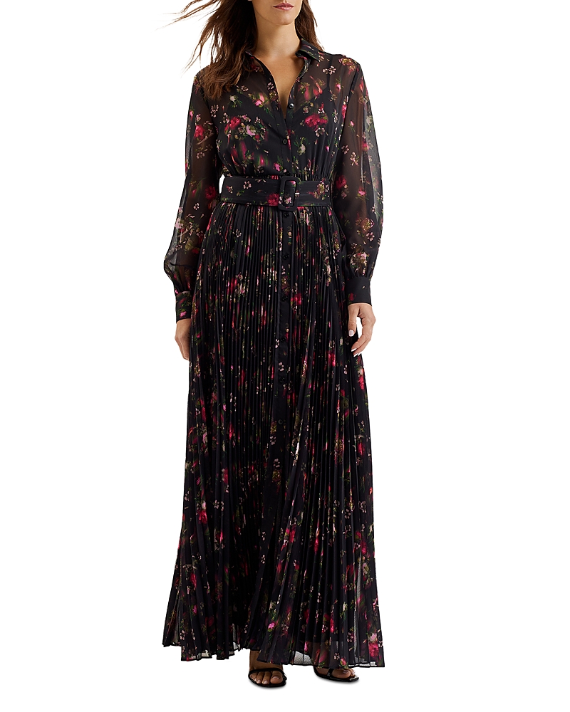 Ted Baker Printed Pleated Skirt Maxi Dress