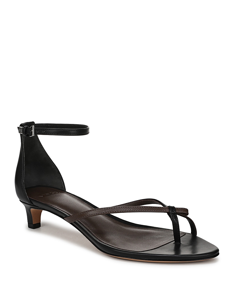 Vince Siri Ankle Strap Kitten Heel Sandal In Black/brown