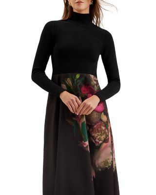 Asnes Floral Mixed Media Dress