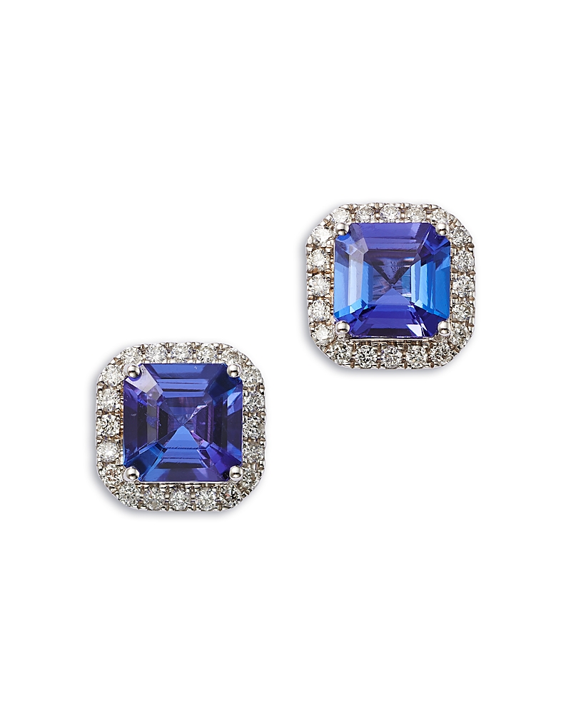 Bloomingdale's Fine Collection Tanzanite & Diamond Halo Stud Earrings in 14K White Gold