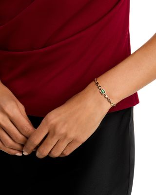 Emerald & Diamond Mariner Link Bracelet in 14K Yellow Gold