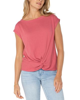 Liverpool Los Angeles - Short Sleeve Boat Neck Knit Top