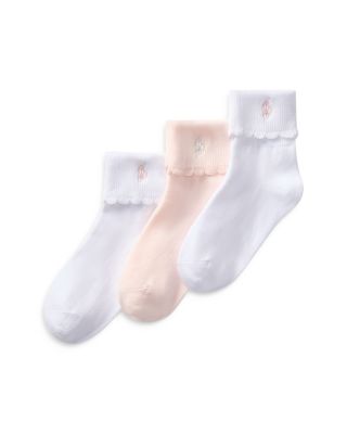 Ralph Lauren - Girls' Scalloped Edge Turn Cuff Socks, Pack of 3 - Little Kid