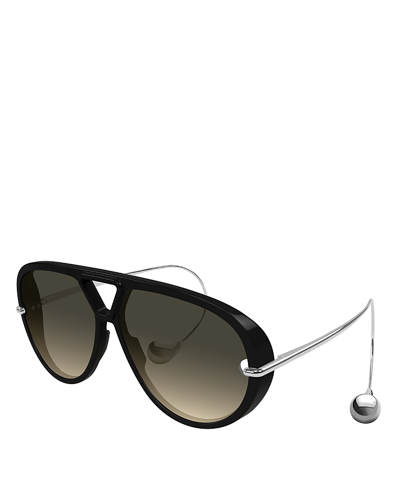 Bottega Veneta Aviator-style Acetate And Silver-tone Sunglasses In Black/silver