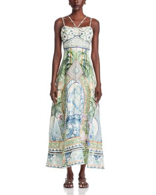 Printed Linen Maxi Dress