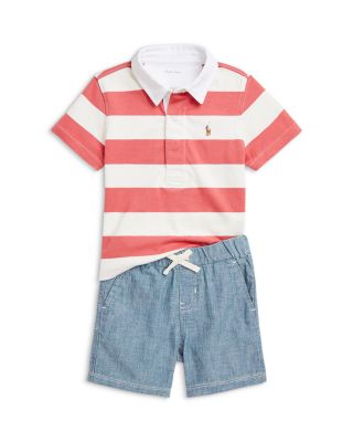 Ralph Lauren - Boys' Striped Rugby Shirt & Chambray Short Set - Baby