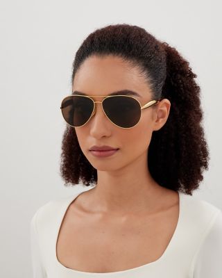 Bottega Veneta Sardine Pilot Metal Sunglasses, 64mm