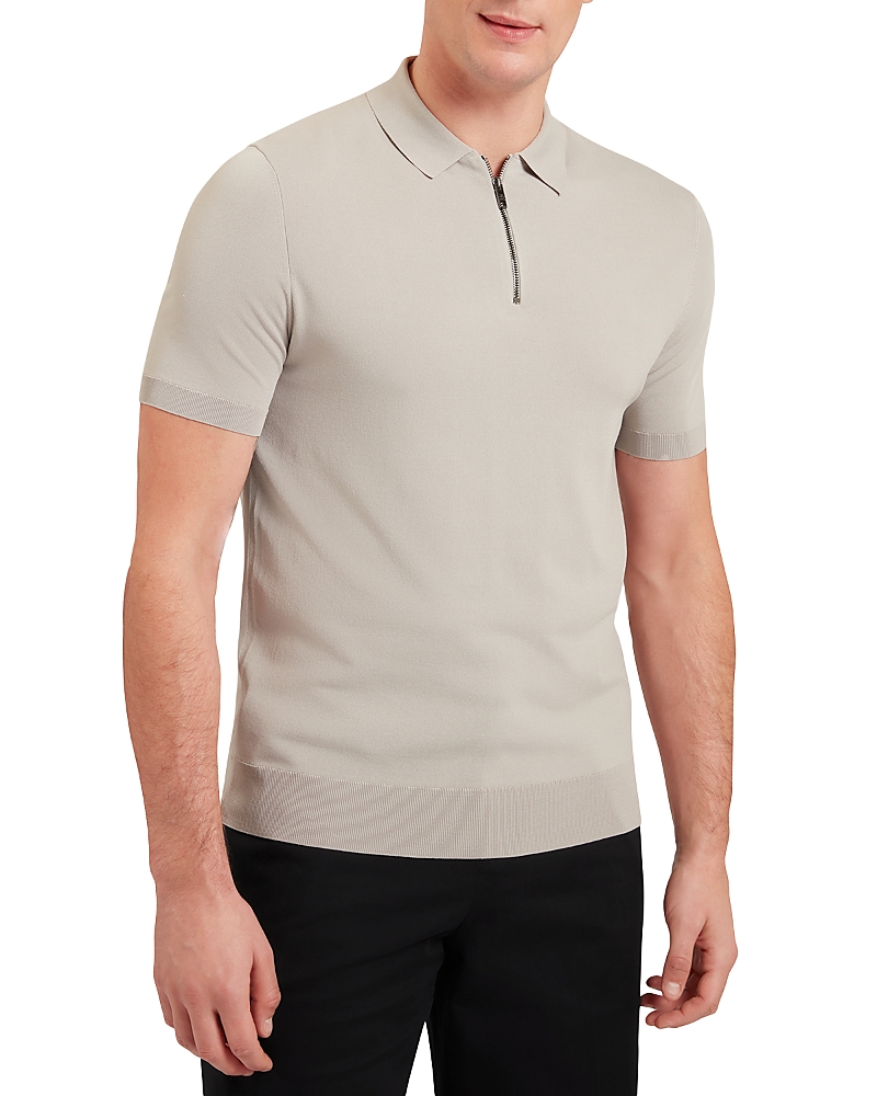 Ted Baker Daldin Zip Polo In Mid Grey