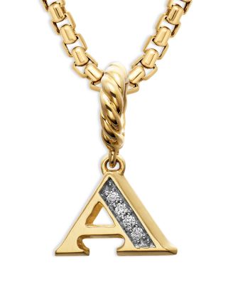 18K Gold Amulets Diamond Pav&eacute; Initial Pendant