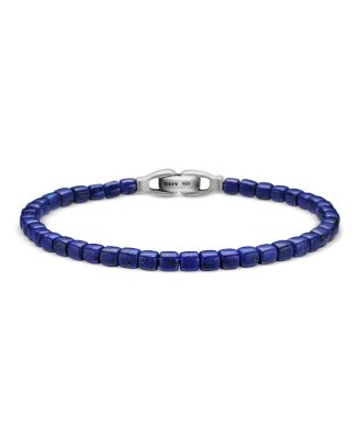 Men's Spiritual Beads Cushion Bracelet in Sterling Silver, 4mm