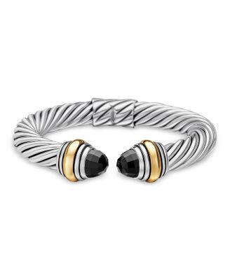 David Yurman - Cable Classics Bracelet with Black Onyx and 14K Gold, 10mm