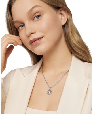 Sterling Silver Cable Collectibles Initial Charm Necklace with Diamonds, 18"