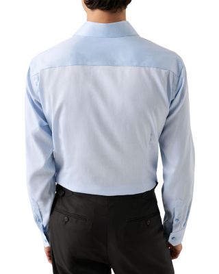 Slim Fit Solid Shirt w Geometric Detail