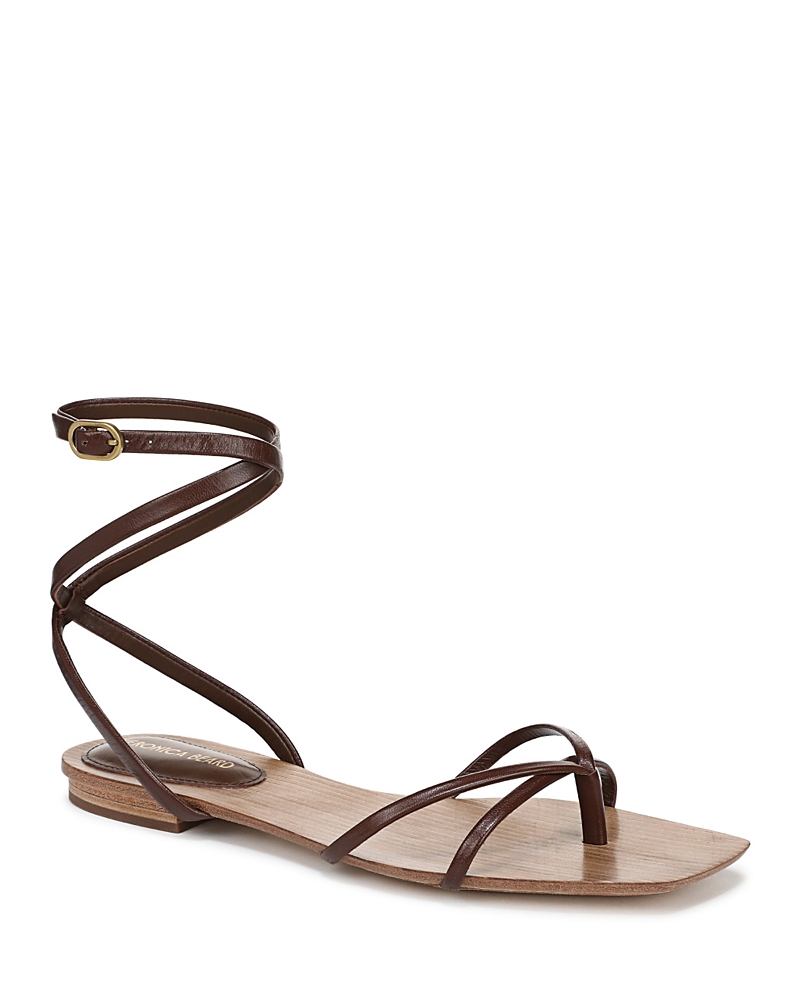 Veronica Beard Allegra Leather Flat Ankle-strap Sandals In Cedar