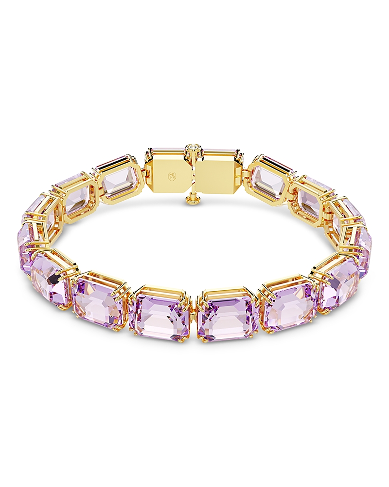 Swarovski Millenia Octagon Cut Purple Gold-tone Plated Tennis Bracelet In Gold