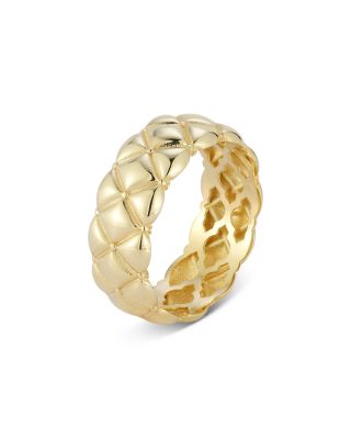 14K Yellow Gold Quilted Band Ring