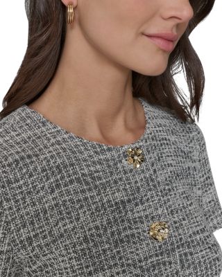 Knit Tweed A-Line with Flower Buttons