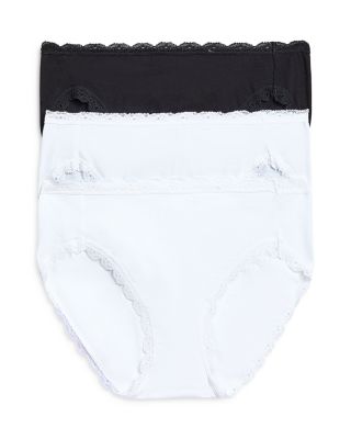 Lace Trim Hi-Cut Bikini, Pack of 3