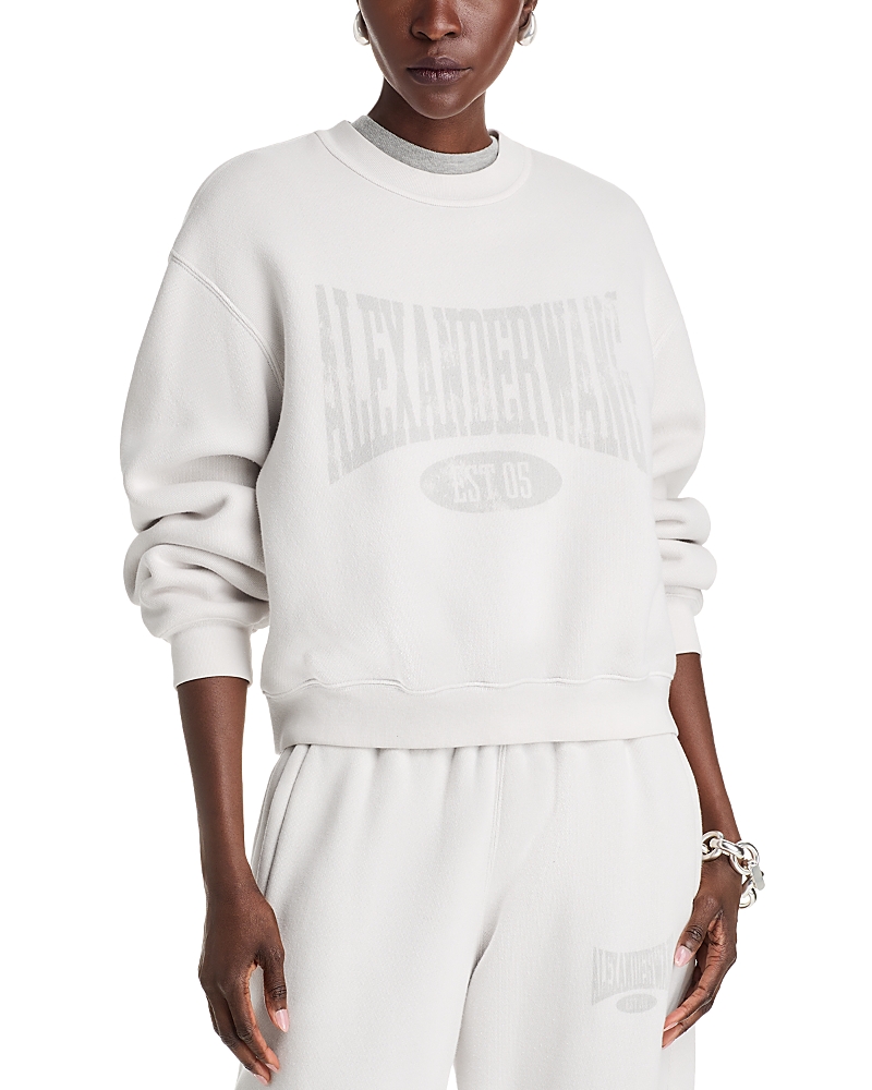 Alexander Wang T T By Alexander Wang Distressed Logo Sweatshirt In Dirty White